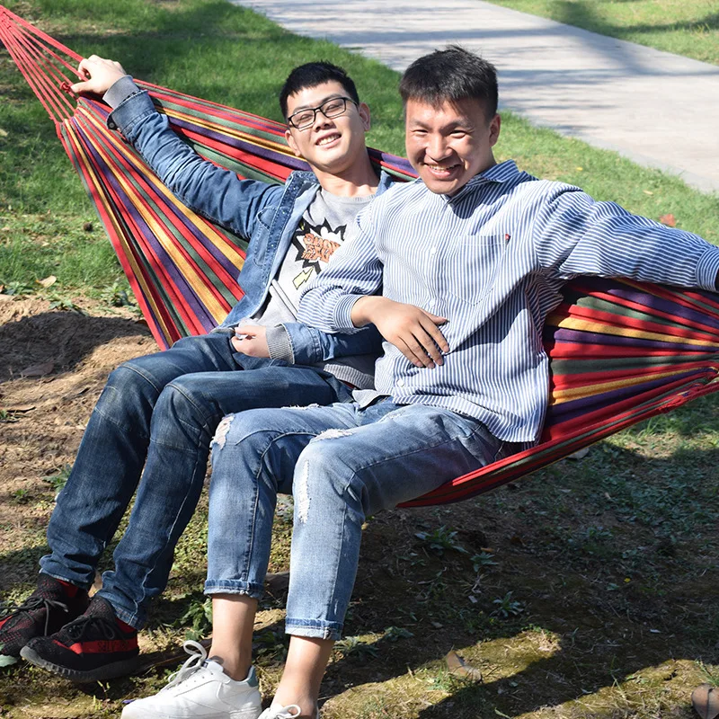 Portable Hammock Two Person Rainbow Striped Canvas Outdoor Camping Chair Home Garden Travel Swing Anti-rollover Hammock
Portable Hammock Two Person Rainbow Striped Canvas Outdoor Camping Chair Home Garden Travel Swing Anti-rollover Hammock