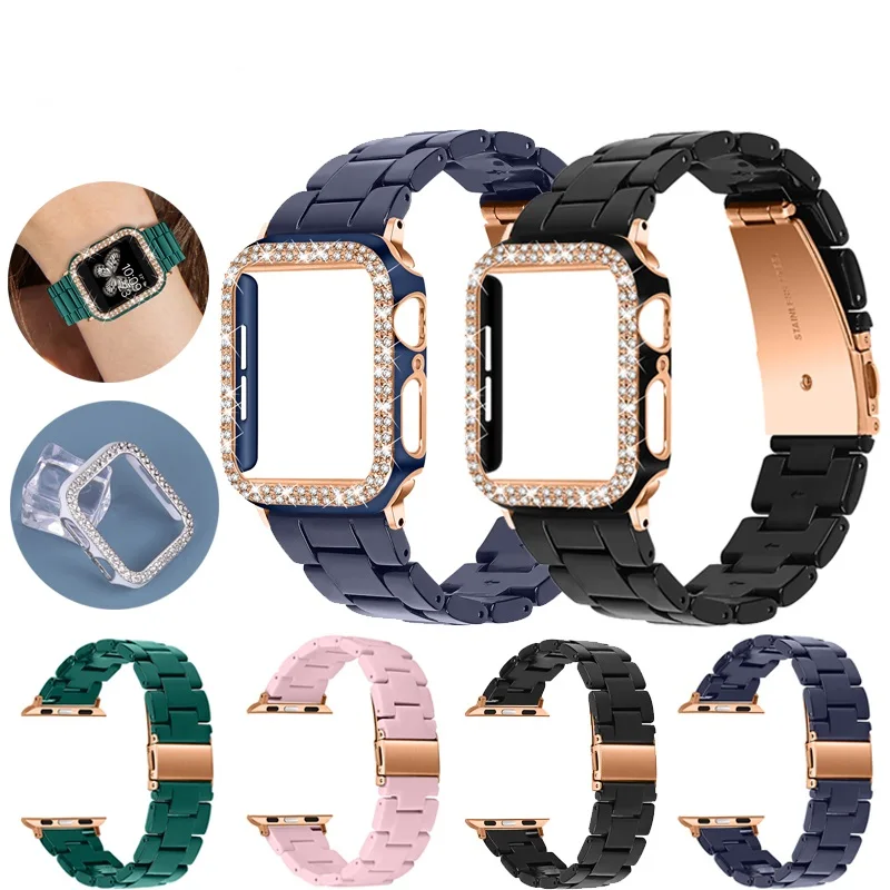 Diamond Case+Resin Strap For Apple Watch Band 42mm 38mm Correa Colorful Woman Band For Apple Watch 44mm 40mm SE 6 5 4 3 Bracelet
Diamond Case+Resin Strap For Apple Watch Band 42mm 38mm Correa Colorful Woman Band For Apple Watch 44mm 40mm SE 6 5 4 3 Bracelet