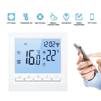16A Wi-Fi Thermostat Week Programmable Smart Thermostat Digital Temperature Controller APP Control Floor Heating Thermostat
16A Wi-Fi Thermostat Week Programmable Smart Thermostat Digital Temperature Controller APP Control Floor Heating Thermostat