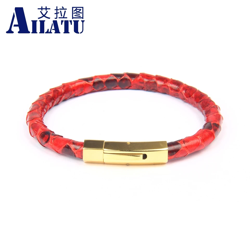 Ailatu New Luxury 6mm Genuine Python Snake Skin Leather Buckle Bracelets Stainless Steel Jewelry
Ailatu New Luxury 6mm Genuine Python Snake Skin Leather Buckle Bracelets Stainless Steel Jewelry