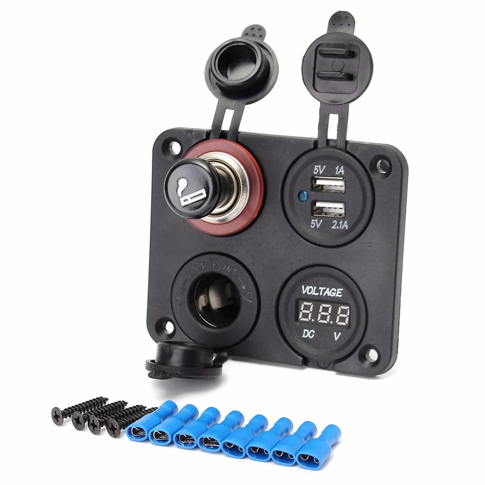 12V Car Dual USB Ports Adapter Charger + Voltmeter + Cigarette Lighter Socket with Lighter
12V Car Dual USB Ports Adapter Charger + Voltmeter + Cigarette Lighter Socket with Lighter
