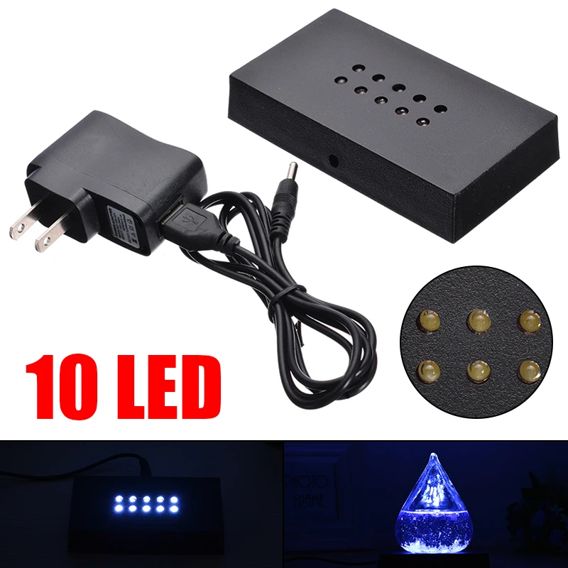 10LED White Light Stand Base AC Adapter Crystal Display USB Connector LED Lamp Crystal Craft Base Holder Light Decor Accessories
10LED White Light Stand Base AC Adapter Crystal Display USB Connector LED Lamp Crystal Craft Base Holder Light Decor Accessories