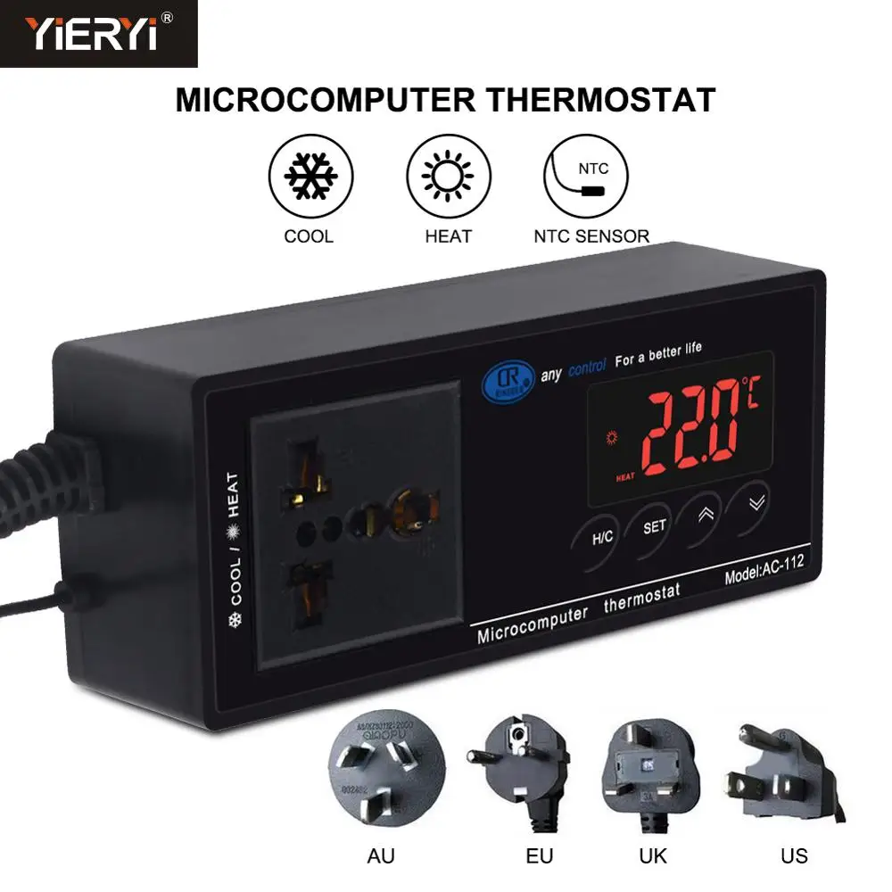 Yieryi Waterproof Digital LED Temperature Controller Microcomputer Thermostat for Aquarium Reptile AC-112 with NTC Sensor
Yieryi Waterproof Digital LED Temperature Controller Microcomputer Thermostat for Aquarium Reptile AC-112 with NTC Sensor
