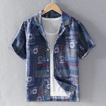 Breathable Cotton Linen Men Shirt Ethnic Style Print Vintage Short Sleeve Streetwear Tops Loose Men Beach Hawaiian Shirts Y2813
Breathable Cotton Linen Men Shirt Ethnic Style Print Vintage Short Sleeve Streetwear Tops Loose Men Beach Hawaiian Shirts Y2813