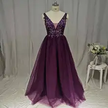 Beaded Prom Dresses Plus Size Purple V Neck Tulle Sleeveless Evening Gown Customer Made A-line Lace Up Backless Vestido De
Beaded Prom Dresses Plus Size Purple V Neck Tulle Sleeveless Evening Gown Customer Made A-line Lace Up Backless Vestido De