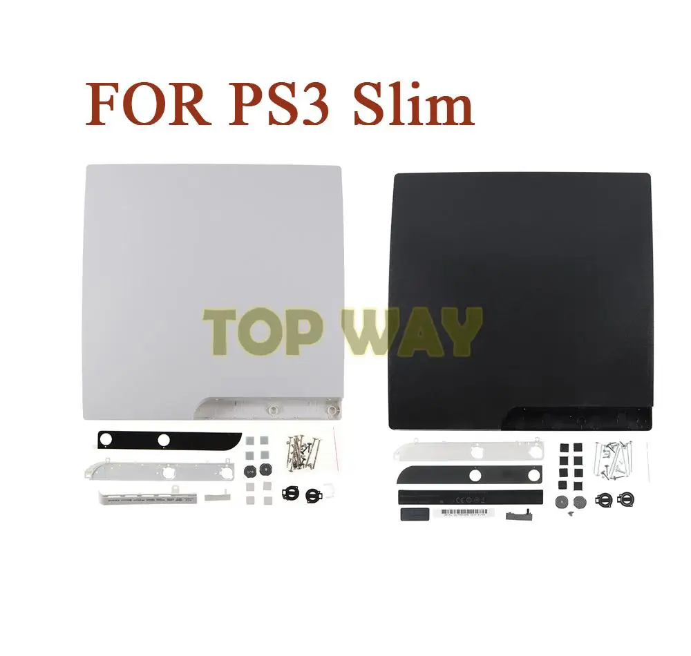 

1set Replacement For Playstation 3 PS3 Slim 120G 320G Console Black White Housing Shell Case Faceplate Cover With Logo