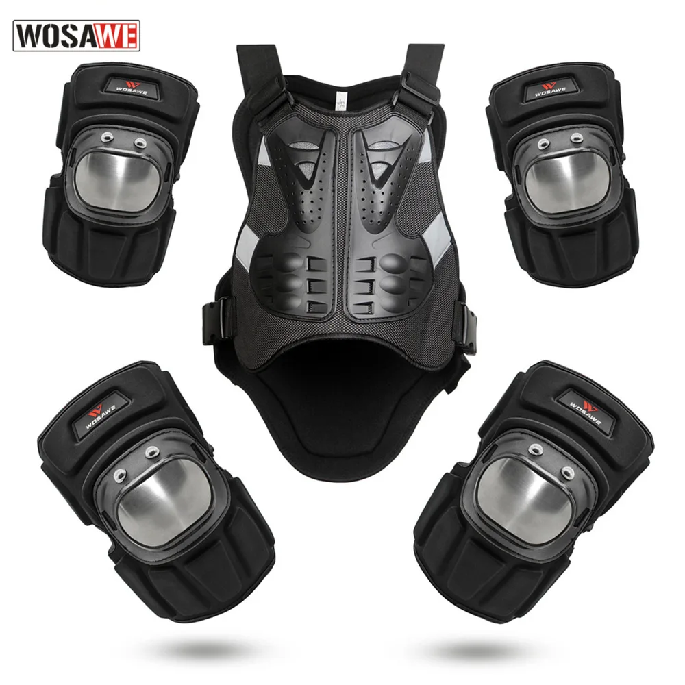 

WOSAWE 5Pcs/Set Motocycles Armor Jackets Men Sleeveless Moto Windbreaker Back Support Protector Hockey Protection Vest Ski Suit