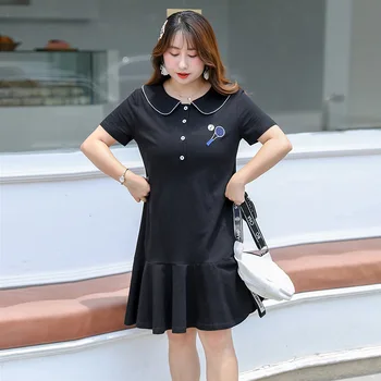 Women's summer solid color button embroidered dress plus size knee length casual dress 100 kg can be worn
Women's summer solid color button embroidered dress plus size knee length casual dress 100 kg can be worn