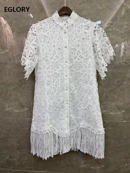 Tassel Shirt Dress 2020 Summer High Quality Women Hollow Out Lace Embroidery Seashell Deco Short Sleeve White Black Lace Dress
Tassel Shirt Dress 2020 Summer High Quality Women Hollow Out Lace Embroidery Seashell Deco Short Sleeve White Black Lace Dress
