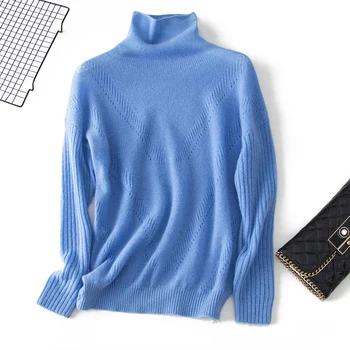 Women's Cashmere Sweater Hollow Out Turtleneck Pullovers Solid Office Lady Warm Knitted Sweater for Women 2019 Autumn Winter
Women's Cashmere Sweater Hollow Out Turtleneck Pullovers Solid Office Lady Warm Knitted Sweater for Women 2019 Autumn Winter