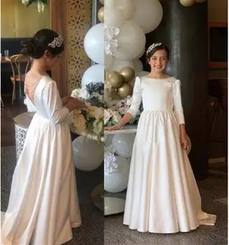 2020 New Elegant Satin Long Sleeves Flower Girls Dresses toddler junior first Communion gown
2020 New Elegant Satin Long Sleeves Flower Girls Dresses toddler junior first Communion gown