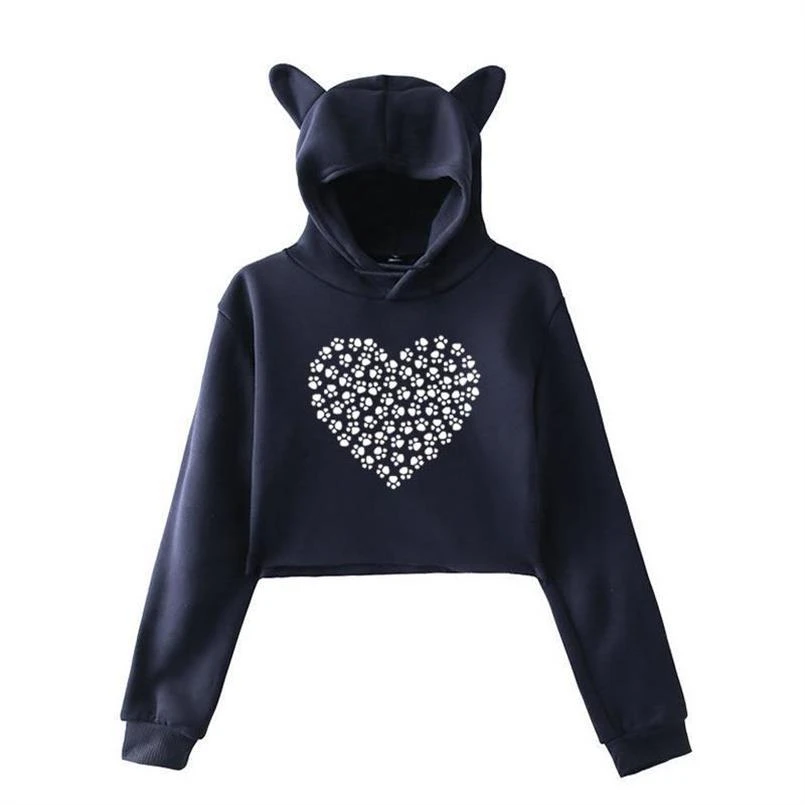 Women Short Cat Ear Sweatshirt Cat Paw Letters Print Hoodies Women Sweatshirts Femmes Printing Clothings Loose Comfortable
Women Short Cat Ear Sweatshirt Cat Paw Letters Print Hoodies Women Sweatshirts Femmes Printing Clothings Loose Comfortable