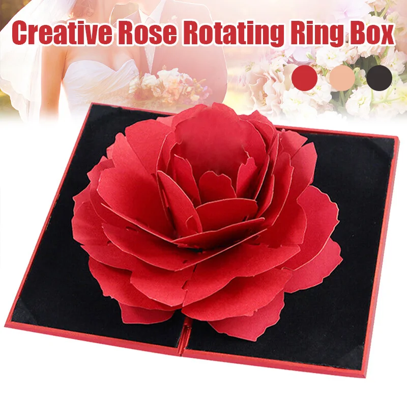 Rotating Rose Ring Box Folding Jewelry Storage Box Case for Proposal Wedding Engagement HUG-Deals 
Rotating Rose Ring Box Folding Jewelry Storage Box Case for Proposal Wedding Engagement HUG-Deals