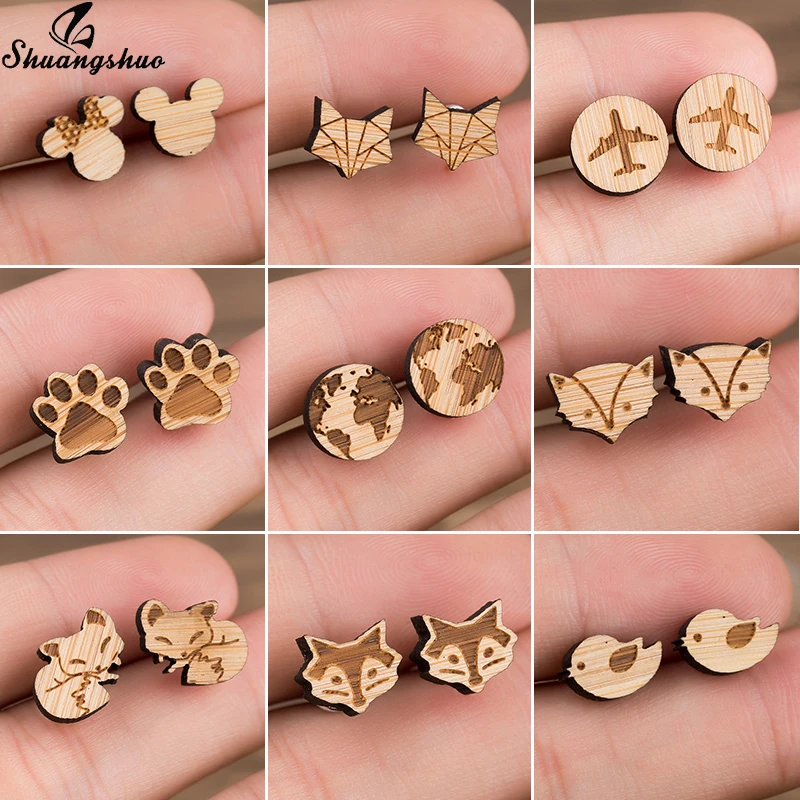 Shuangshuo Wood Earring Cute Mickey Fox Bird Stud Earrings for Women Girl Kids Jewelry Cartoon Animal Ear Piercing Birthday Gift
Shuangshuo Wood Earring Cute Mickey Fox Bird Stud Earrings for Women Girl Kids Jewelry Cartoon Animal Ear Piercing Birthday Gift