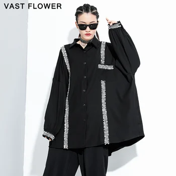 Plus Size Patchwork Black Blouse Women 202 Autumn New Loose Casual Fashion Temperament lapel Long Sleeve Shirt Ladies Clothing 
Plus Size Patchwork Black Blouse Women 202 Autumn New Loose Casual Fashion Temperament lapel Long Sleeve Shirt Ladies Clothing
