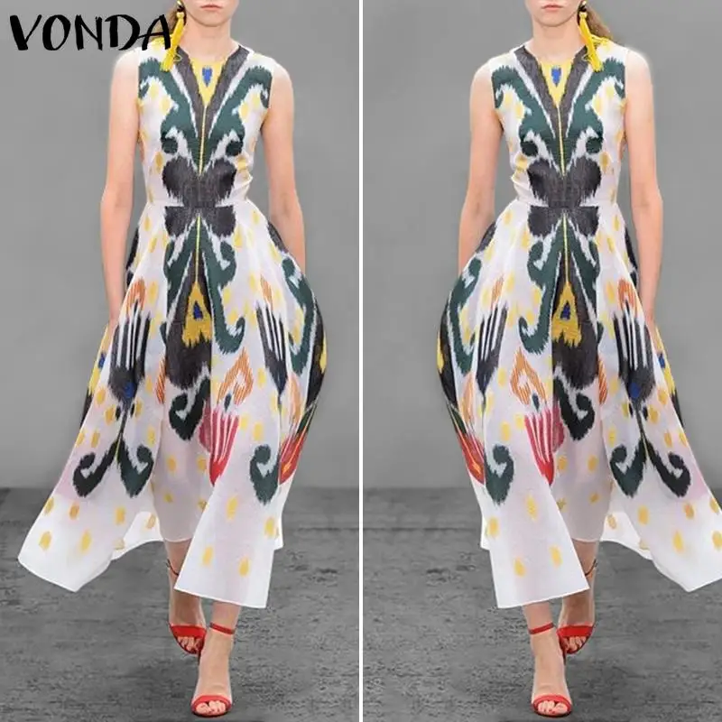 VONDA Plus Size Summer Dress 2019 Women'Sundress Vintage Printed Maxi Dress OL Bohemian Beach Party Vestidos Casual Femme Robe 
VONDA Plus Size Summer Dress 2019 Women'Sundress Vintage Printed Maxi Dress OL Bohemian Beach Party Vestidos Casual Femme Robe