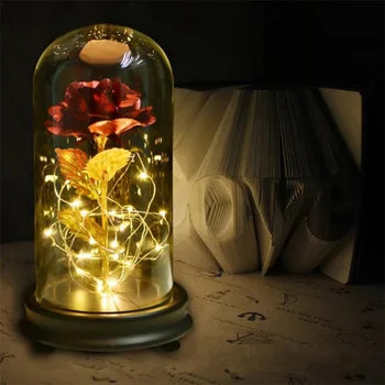 Golden Rose with Glass Cover for Valentine's Day Gift Lover LED Light String Bottle Rose Wedding Party Home Desktop Decoration
Golden Rose with Glass Cover for Valentine's Day Gift Lover LED Light String Bottle Rose Wedding Party Home Desktop Decoration