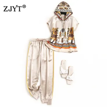 High Street Fashion Womens Tracksuit Summer Pants Two Piece Set 2020 Designers Hooded Neck Print Top and Pants Suit Matching Set
High Street Fashion Womens Tracksuit Summer Pants Two Piece Set 2020 Designers Hooded Neck Print Top and Pants Suit Matching Set