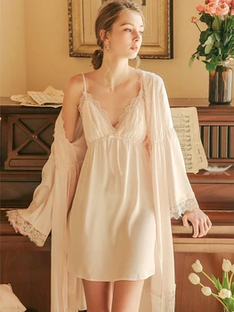 Women Nightgown Sets 2Pcs Nightdress Bathrobe With Chest Pad Female Satin Kimono Bride Bath Gown Sleepwear Bridesmaid Robes Suit
Women Nightgown Sets 2Pcs Nightdress Bathrobe With Chest Pad Female Satin Kimono Bride Bath Gown Sleepwear Bridesmaid Robes Suit