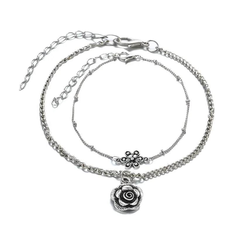 Bohemian Women's Anklets 2pcs / set Silver Multi-layer Geometric Fashion Beach anklet Suitable for women Leg Chain Jewelry
Bohemian Women's Anklets 2pcs / set Silver Multi-layer Geometric Fashion Beach anklet Suitable for women Leg Chain Jewelry