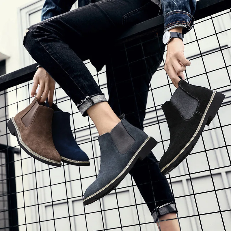 MEN'S SHOES Swede Leather Trend Martin Boots Men's Casual plus Velvet Large Size England Men's Boots Sleeve Chelsea Boots
MEN'S SHOES Swede Leather Trend Martin Boots Men's Casual plus Velvet Large Size England Men's Boots Sleeve Chelsea Boots