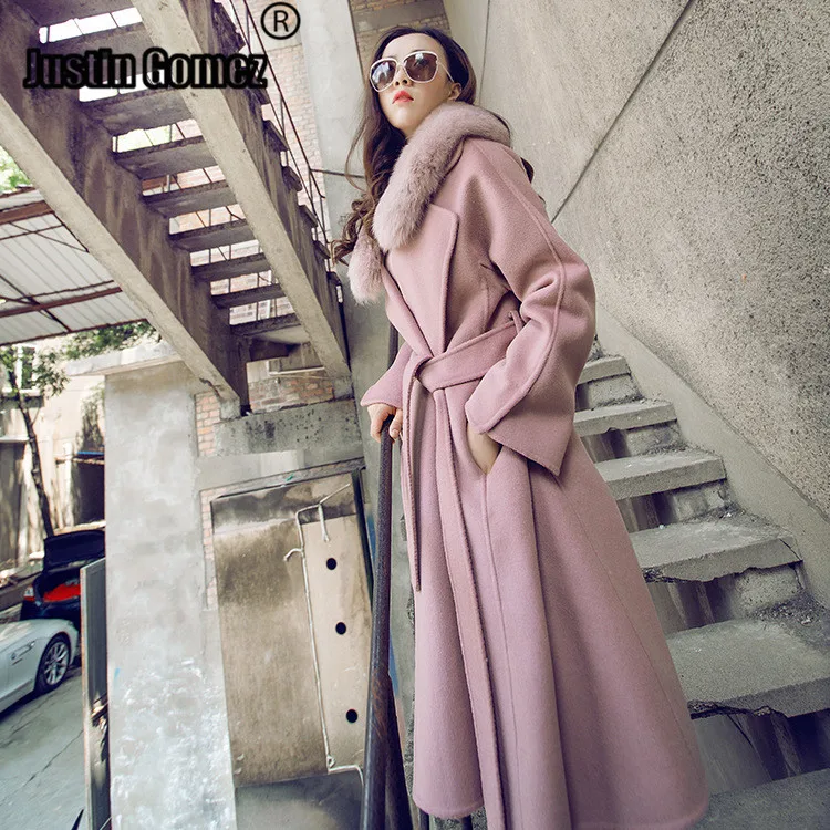 Premium Real Fox Fur Collar Double Sided Cashmere Wool Coat Stlylish Fabric Pink Korean Coat New Winter Female Belt Wool Coat
Premium Real Fox Fur Collar Double Sided Cashmere Wool Coat Stlylish Fabric Pink Korean Coat New Winter Female Belt Wool Coat