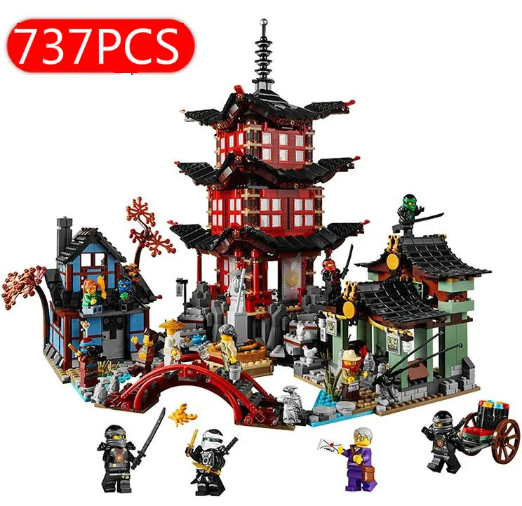 

737pcs Diy Ninja Temple of Airjitzu Ninjagoes Smaller Version Building Blocks Set Compatible with Legoinglys Toy for Kids Bricks