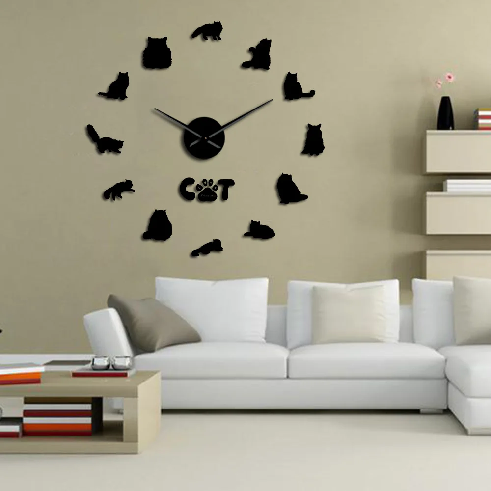 Persian Cat Large DIY Wall Clock Persian Longhair Cat Breeds Modern 3D Wall Clock with Iranian Shirazi Cat Kitty Mirror Stickers
Persian Cat Large DIY Wall Clock Persian Longhair Cat Breeds Modern 3D Wall Clock with Iranian Shirazi Cat Kitty Mirror Stickers