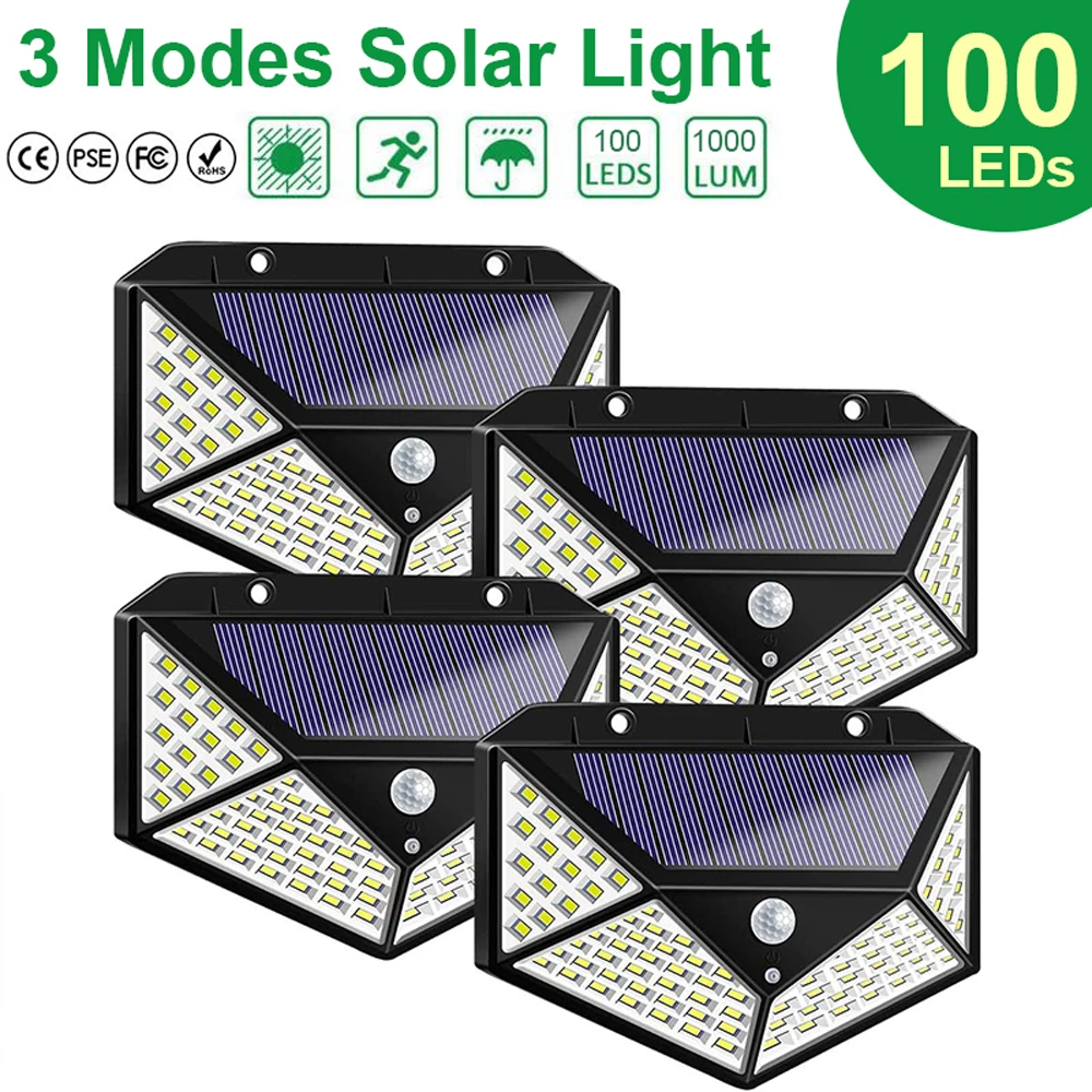 100 LED Solar Light Outdoor Solar Lamp Powered Sunlight 3 Modes PIR Motion Sensor for Garden Decoration Wall Street
100 LED Solar Light Outdoor Solar Lamp Powered Sunlight 3 Modes PIR Motion Sensor for Garden Decoration Wall Street
