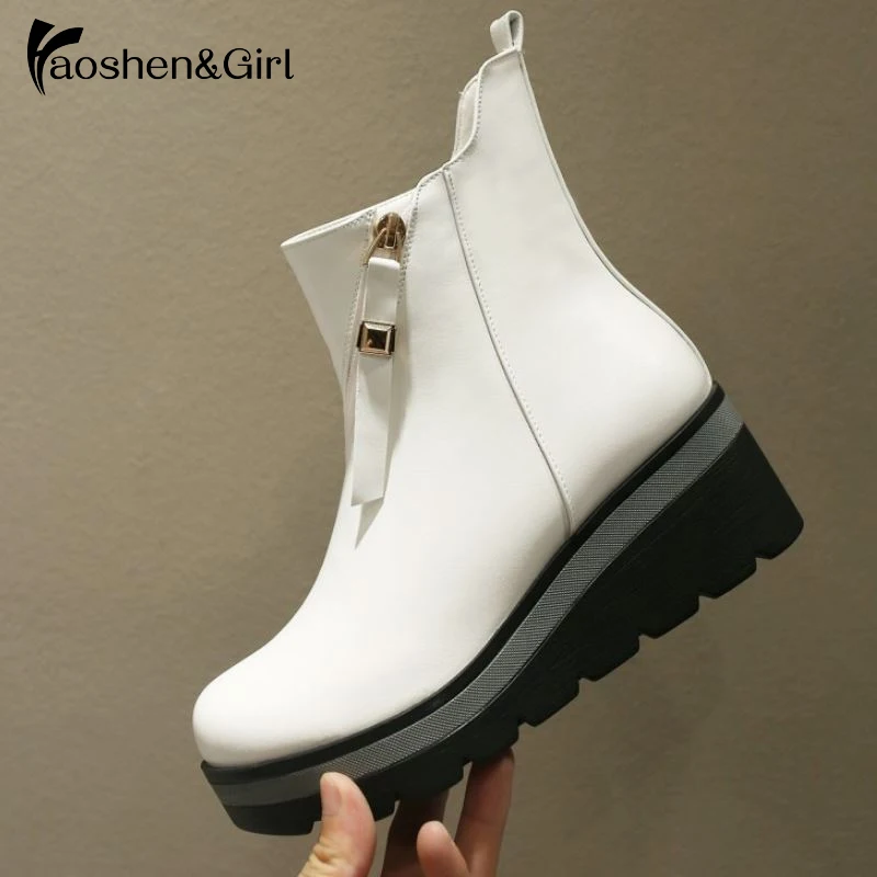 Haoshen&Girl Winter Women's Wedges Shoes Ankle Booties Zip Platforms Booties Footwear Size 34-39 
Haoshen&Girl Winter Women's Wedges Shoes Ankle Booties Zip Platforms Booties Footwear Size 34-39