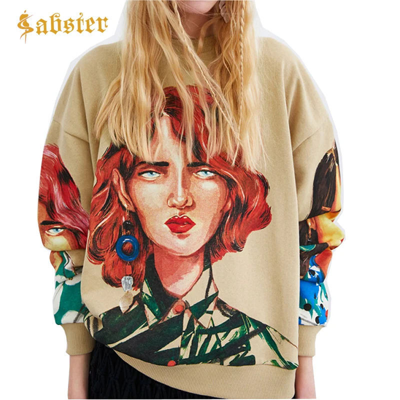 2019 New Autumn Winter Women's Round Neck Long Sleeve Loose Sweatershirt Art Beauty Print Terry Sweatershirt Tops XZ259 
2019 New Autumn Winter Women's Round Neck Long Sleeve Loose Sweatershirt Art Beauty Print Terry Sweatershirt Tops XZ259