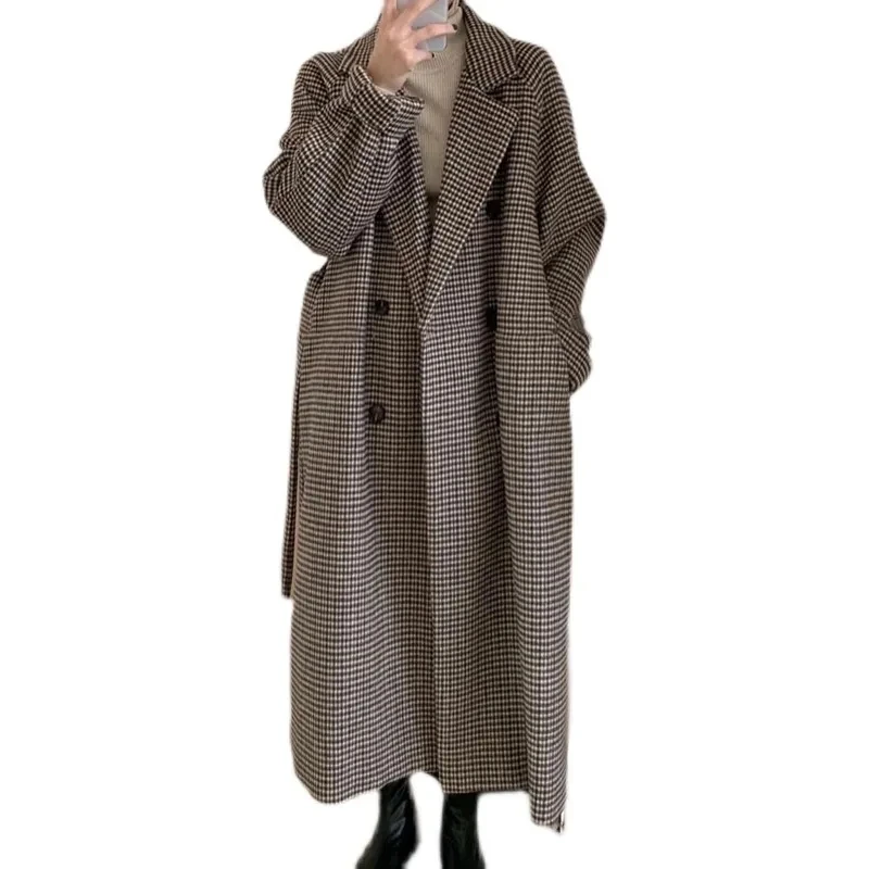Woolen Jacket Women's Plaid Autumn Winter 2022 New Korea Long Houndstooth Plaid Woolen Overcoat Female Trench Coat
Woolen Jacket Women's Plaid Autumn Winter 2022 New Korea Long Houndstooth Plaid Woolen Overcoat Female Trench Coat