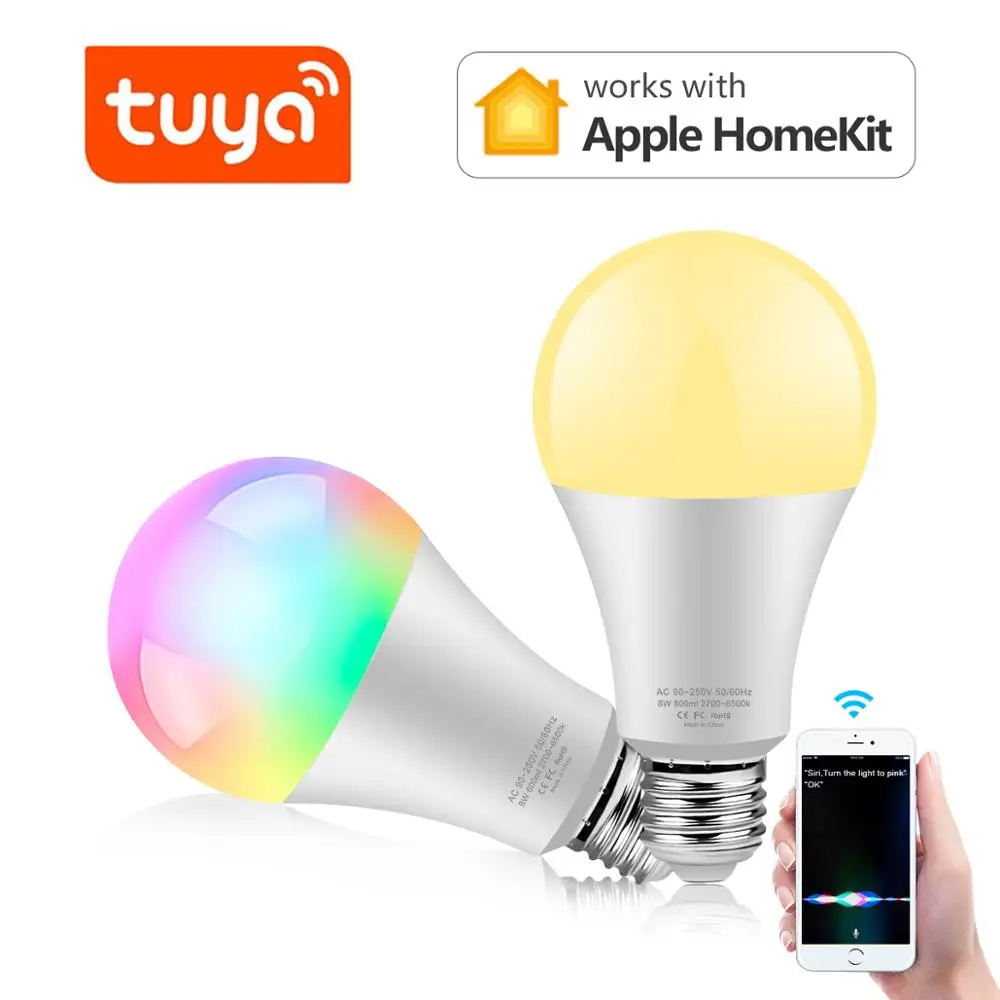 Фото Светодиодная лампа Tuya Smart Life Wi-Fi неоновая E27 16 миллионов цветов снов Apple Homekit Siri Echo