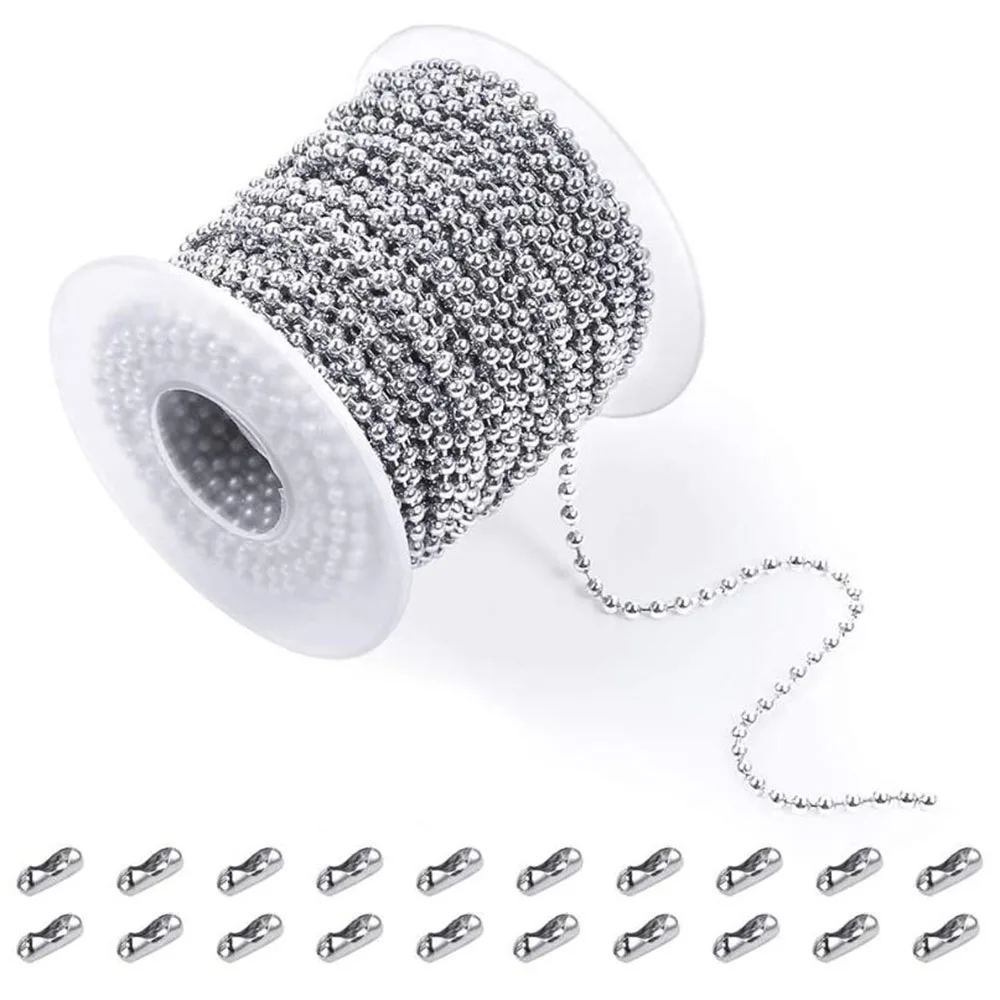 

10Pcs Stainless Steel 2.4mm Ball Bead Chains for Necklace Bracelet DIY For Jewelry Making Adjustable Lead and Nickel Free