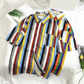 Men Hawaiian Shirts Blouse Stripe Printed Short Sleeve Loose Tops Beach Shirt 
Men Hawaiian Shirts Blouse Stripe Printed Short Sleeve Loose Tops Beach Shirt