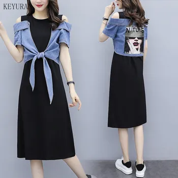 2020 Summer Casual Denim 2 Piece Sets Women Outfits Female Sexy Off Shoulder Jeans Short Tops + T-shirt Dress Suits Plus Size
2020 Summer Casual Denim 2 Piece Sets Women Outfits Female Sexy Off Shoulder Jeans Short Tops + T-shirt Dress Suits Plus Size