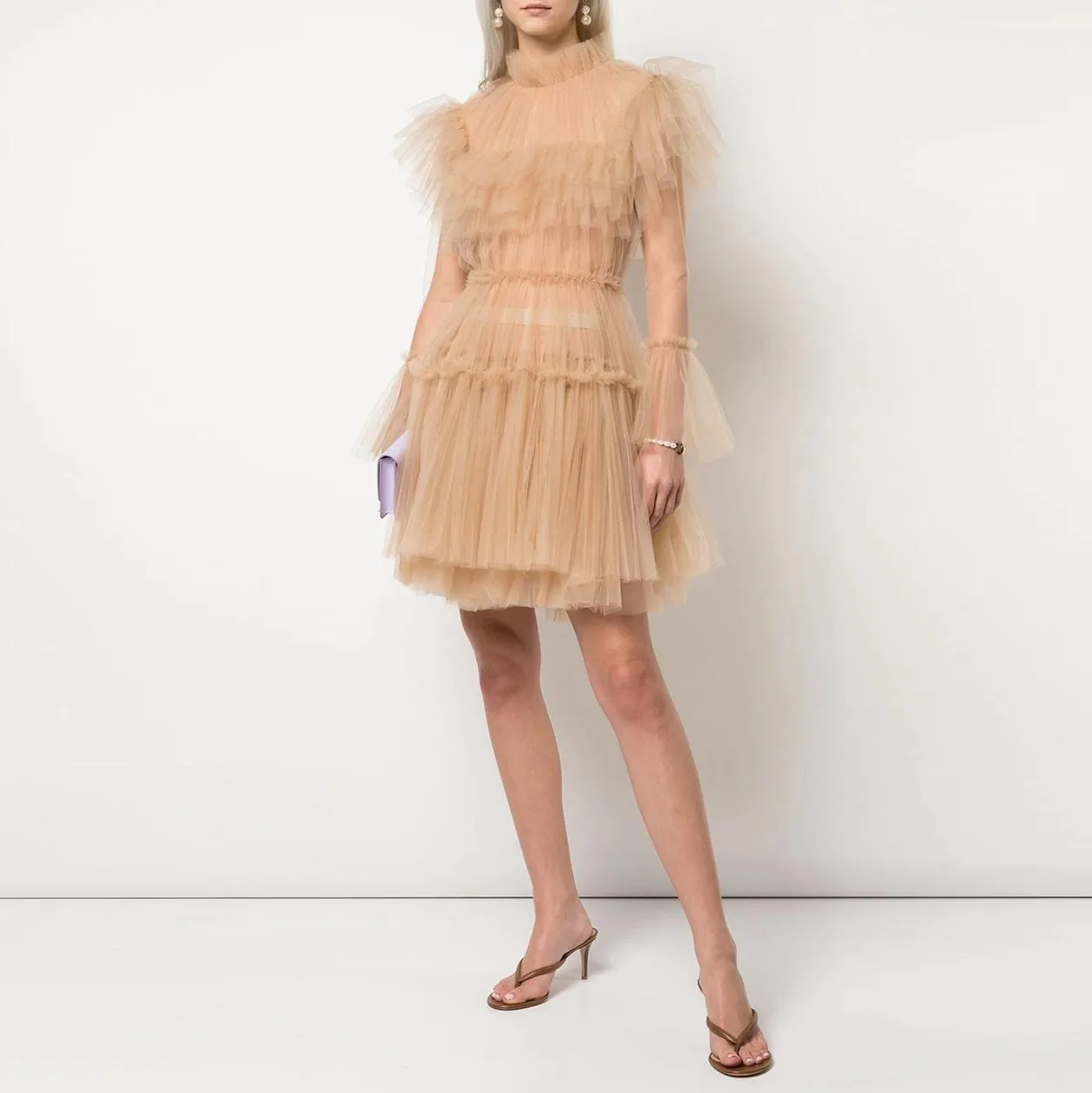 High Neck Prom Dress Champagne Short Tulle Dress See-Through Full Sleeve Party Dress Layered A-Line Gown For Women Party 2023
High Neck Prom Dress Champagne Short Tulle Dress See-Through Full Sleeve Party Dress Layered A-Line Gown For Women Party 2023