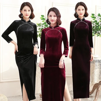 Plus Size Chinese traditional winter golden velvet cheongsam new banquet fashion mother's dress daily improved cheongsam dress
Plus Size Chinese traditional winter golden velvet cheongsam new banquet fashion mother's dress daily improved cheongsam dress