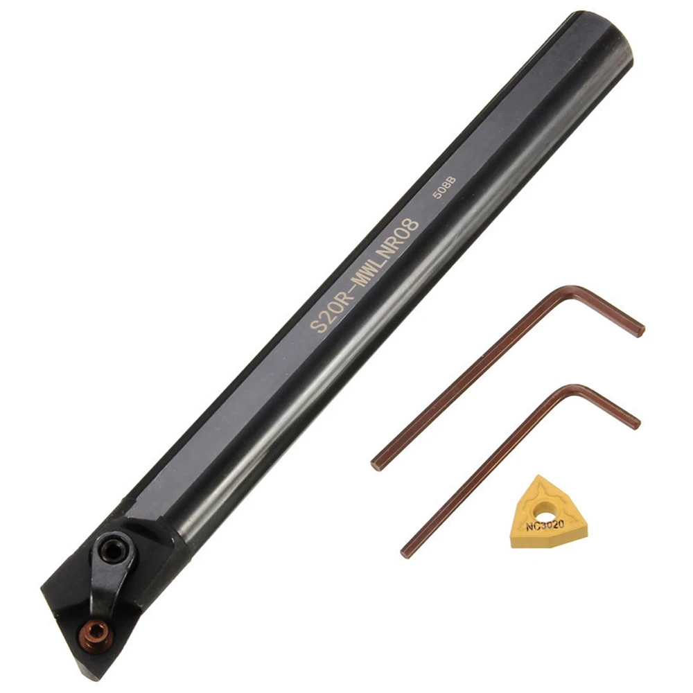 S20R-MWLNR08 20x200mm Lathe Turning Tool Boring Bar Holder + WNMG0804 Insert Blade + 2Pcs Wrenches Rod Industrial Lathe Tools
S20R-MWLNR08 20x200mm Lathe Turning Tool Boring Bar Holder + WNMG0804 Insert Blade + 2Pcs Wrenches Rod Industrial Lathe Tools