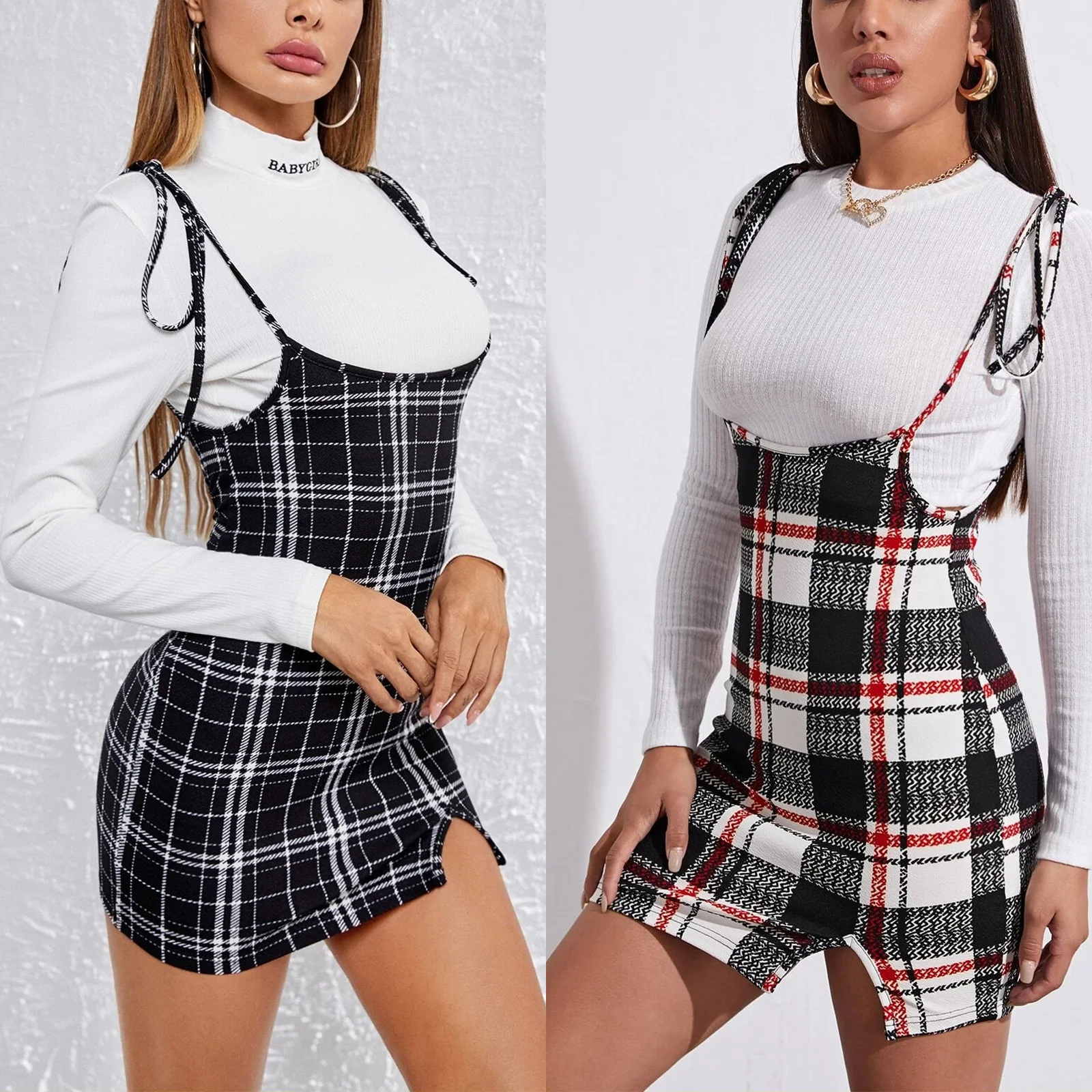 Women Sexy Suspender Skirt Plaid Print Adjustable Thin Shoulder Straps High Waist Mini-pack Hip Dresses Multi-season Clothing
Women Sexy Suspender Skirt Plaid Print Adjustable Thin Shoulder Straps High Waist Mini-pack Hip Dresses Multi-season Clothing