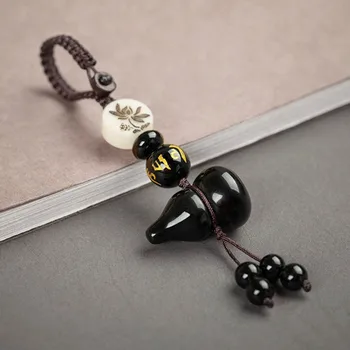 Handmade Weave Gourd Shape Black Obsidian Stone Key Chain with Small Beads Ethnic Style Jewelry
Handmade Weave Gourd Shape Black Obsidian Stone Key Chain with Small Beads Ethnic Style Jewelry