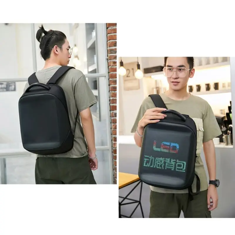 Creative New Unisex Smart LED Backpack Fashion Black Laptop Backpack with Customizable Digital Pixel LED Screen with APP
Creative New Unisex Smart LED Backpack Fashion Black Laptop Backpack with Customizable Digital Pixel LED Screen with APP