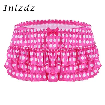 

Mens Sissy Panties Hot Sexy Lingerie Shiny Satin Polka Dots Tiered Ruffles Skirted Panties Sissy Briefs Underwear Sex Panties