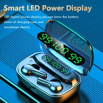 

TWS LED Power Display Wireless Bluetooth 5.0 Earphone TWS 9D Stereo Noise Cancelling Touch Earbuds With 2000mAh Charging Box