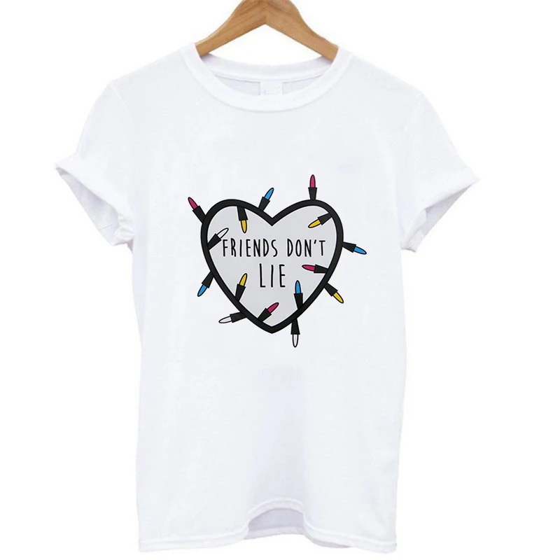 Friends Don't Lie Letter Print Women Lady Stranger Things O Neck Summer Top Short Sleeve Loose Heart T-Shirt
Friends Don't Lie Letter Print Women Lady Stranger Things O Neck Summer Top Short Sleeve Loose Heart T-Shirt