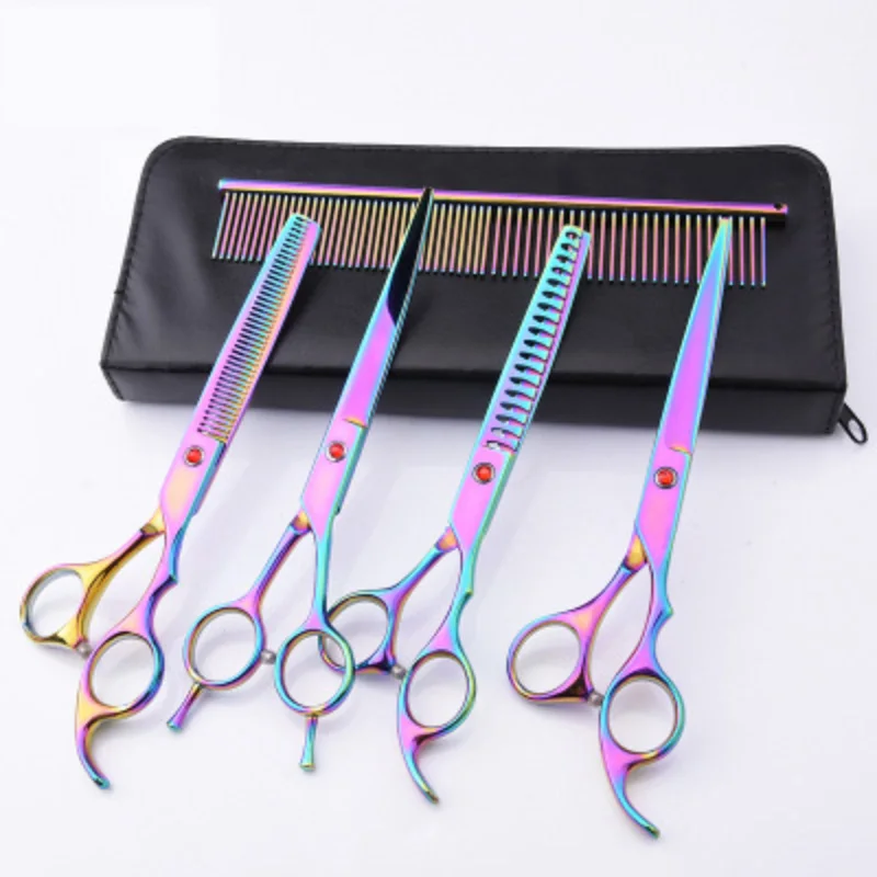 High Quality Colorful Hair Cutting Scissors Flat Cut Teeth Pet Grooming Tool Kit Kit Dog Grooming Hair Scissors Set Color Random
High Quality Colorful Hair Cutting Scissors Flat Cut Teeth Pet Grooming Tool Kit Kit Dog Grooming Hair Scissors Set Color Random