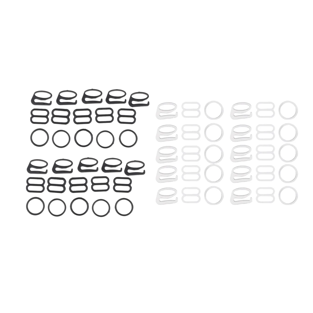 10 Sets Nylon Bra Strap Adjuster Slider/Hooks/O Ring Lingerie DIY Sewing Crafts