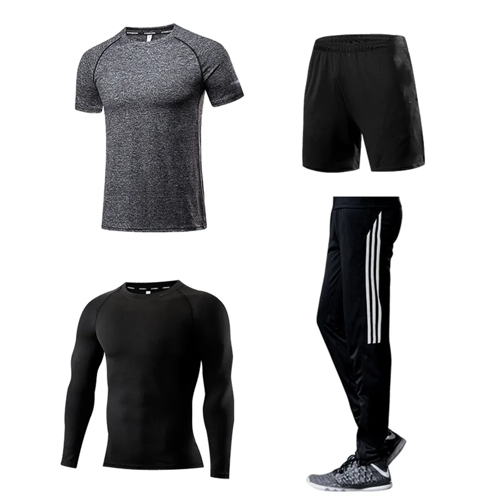 Mens Sport Running Set Compression T-Shirt + Pants Skin-Tight Long Sleeves Fitness Training Clothes Gym Running Suits Outfit Set Mens Sport Running Set Compression T-Shirt + Pants Skin-Tight Long Sleeves Fitness Training Clothes Gym Running Suits Outfit Set