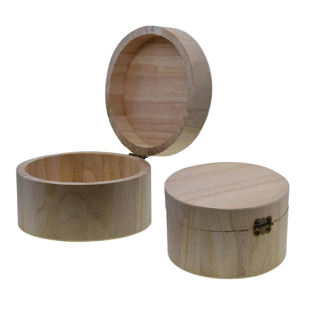 2 Pieces Round Unpainted Wooden Jewelry Box Plain Unfinished Wood Trinket Box Case Container with Lid, 4.53inch Dia
2 Pieces Round Unpainted Wooden Jewelry Box Plain Unfinished Wood Trinket Box Case Container with Lid, 4.53inch Dia