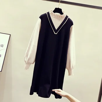 Long knitting dress in women's clothing over-the-knee qiu dong outfit 2019 new temperament false two-piece tail 
Long knitting dress in women's clothing over-the-knee qiu dong outfit 2019 new temperament false two-piece tail